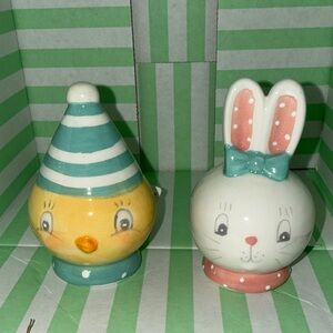 Johanna Parker Chick and Bunny Ceramic salt and pepper shakers